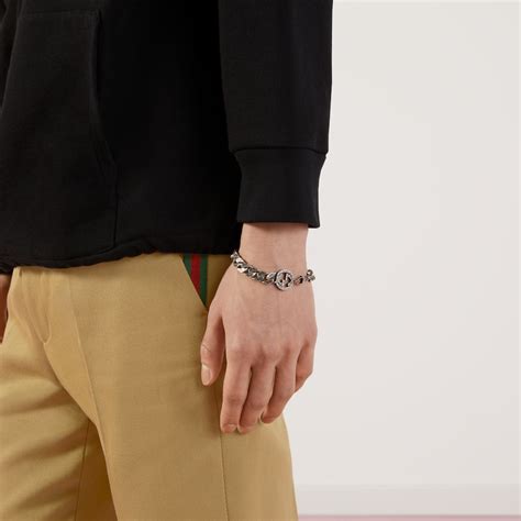 gucci interlocking g chain bracelet in silver|gucci link bracelet sterling silver.